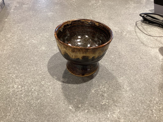 Brown Wheel Thrown Pedestal Cup KO1