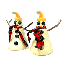 Load image into Gallery viewer, Snowman Sculpture with Orange Hat
