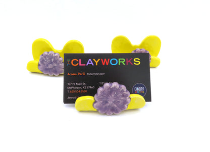 Yellow with Purple Flower Business Card Holders