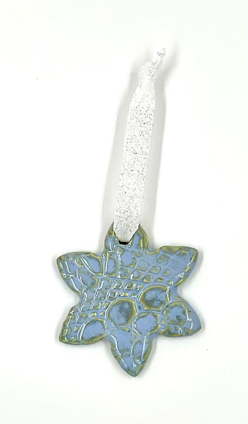 Light Blue Textured Snowflake Ornament