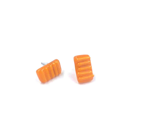 Striped Orange Fused Glass Earrings