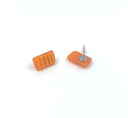 Striped Orange Fused Glass Earrings